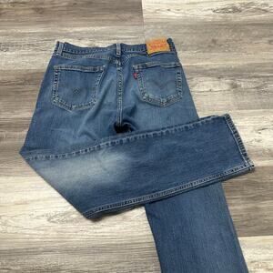 Levis 505 Faded Blue Men 32x32 Regular Fit Straight Mid Wash Denim Jeans Red Tab